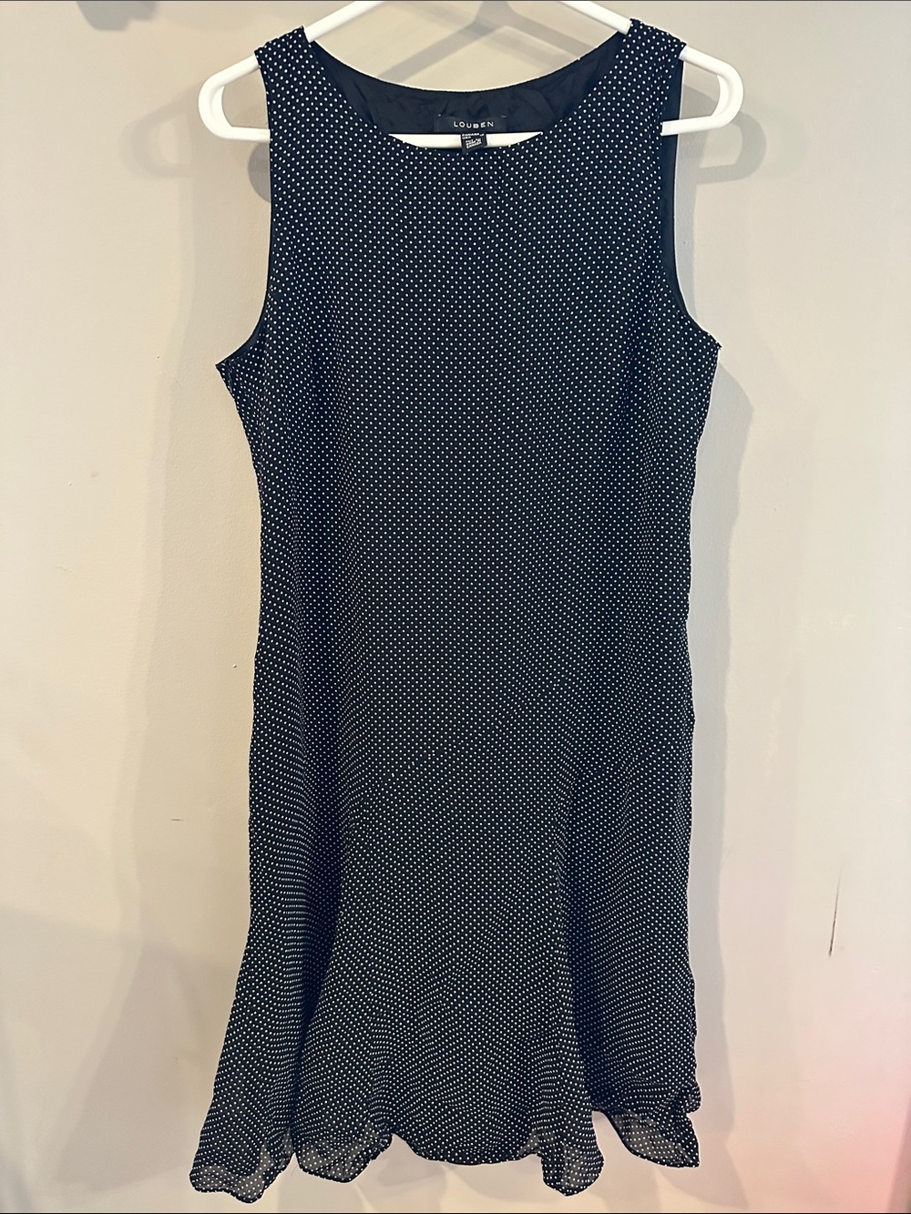 Louben Polka Dot Sleeveless Black Dress